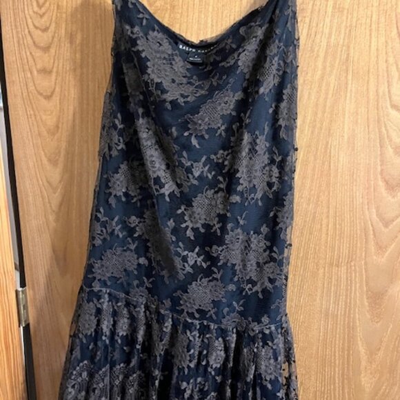 Sz 4 Ralph Lauren Black Label Floral Lace Black Mermaid Maxi Skirt Boho Western - Picture 7 of 17